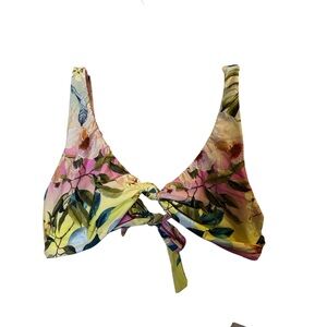 PQ Swim Pink and Floral Reversible Bikini Top sz D